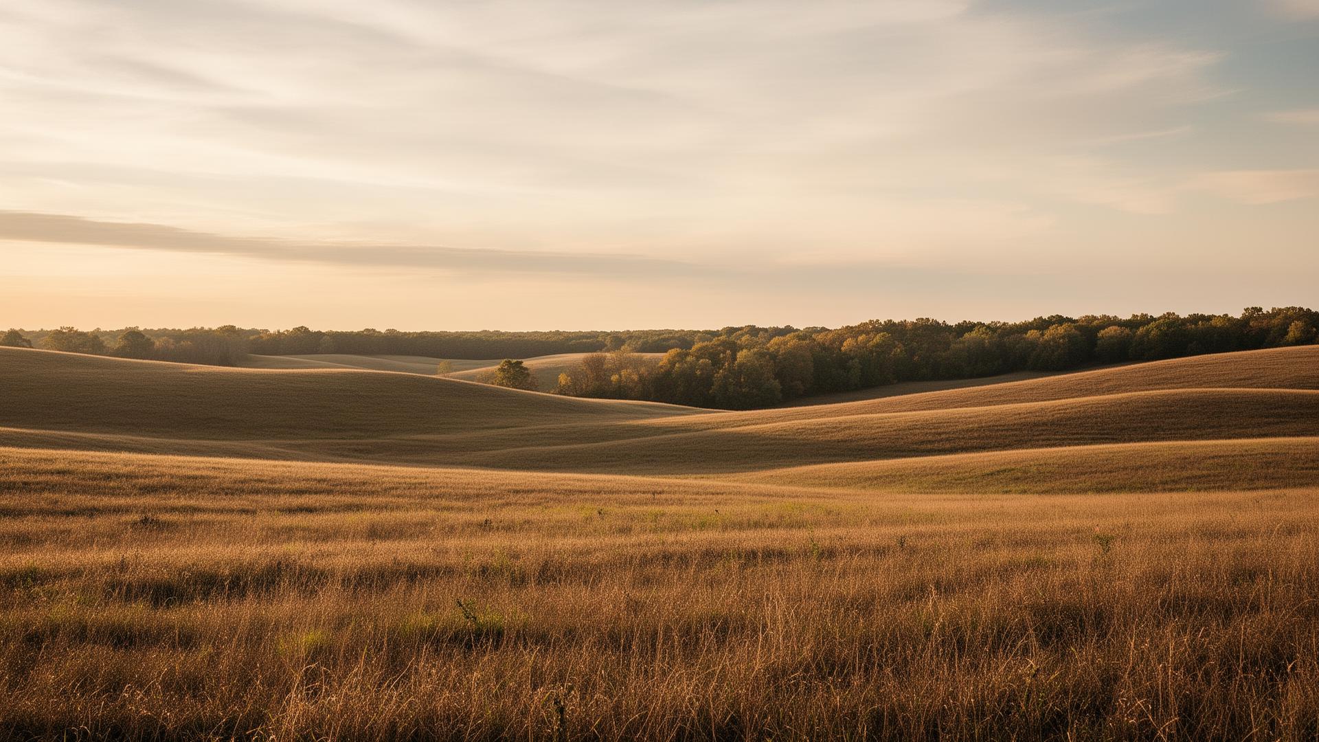 Open American countryside at golden hour